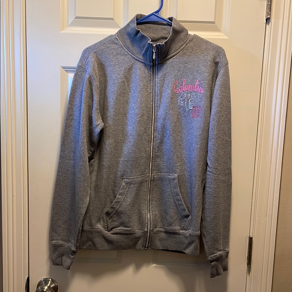 Gray Long Sleeve Ribbed Sweatshirt